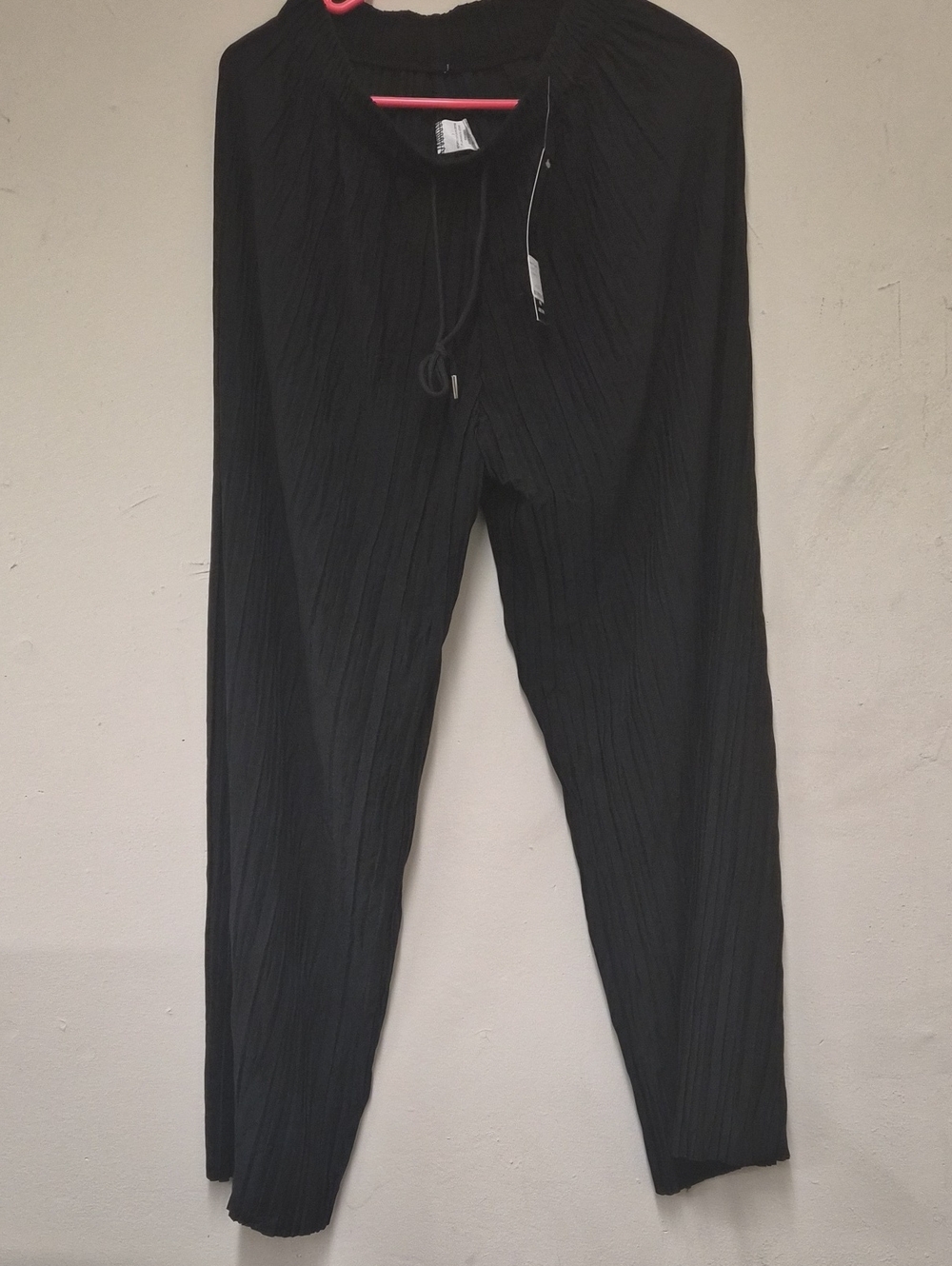 New Mix Black Crinkled Drawstring Trousers Size 2